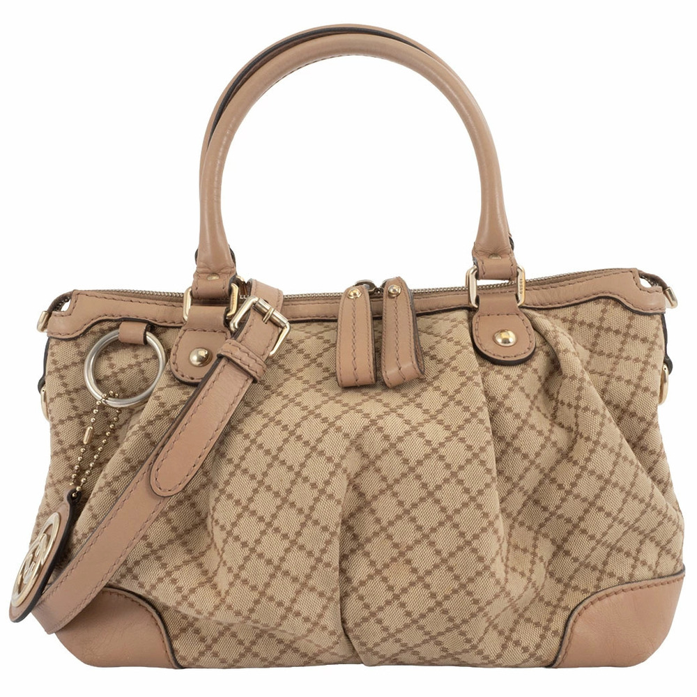 Gucci Shoulder Bag Crossbody Diamante Sukey Handbag Beige